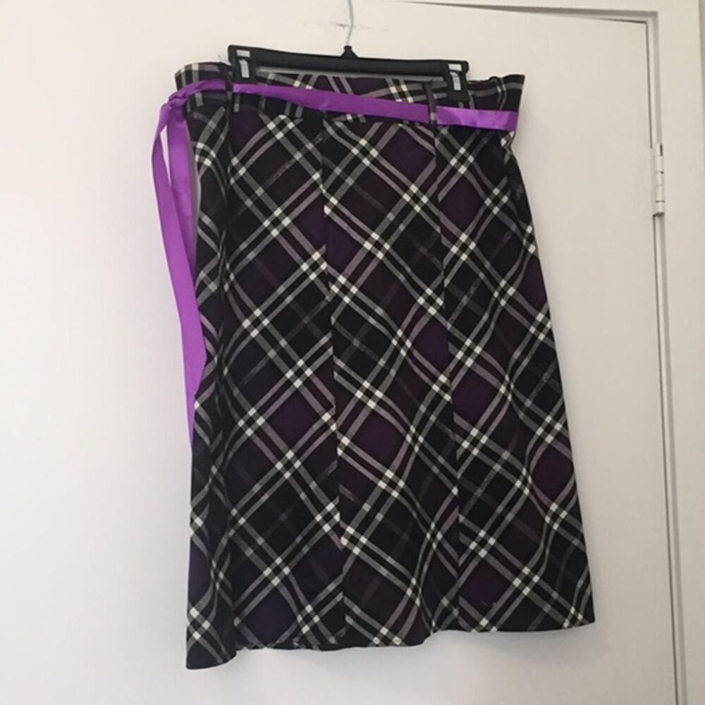SYZE USA Purple Plaid Skirt Plus Size 2XL Belted Academic Goth Retro Schoolgirl